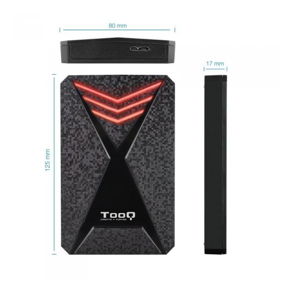 Caja Externa Gaming para Disco Duro de 2.5' TooQ TQE-2550RGB/ USB 3.1/ Sin tornillos
