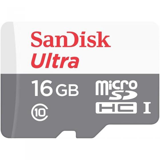 Tarjeta de Memoria SanDisk Ultra 16GB microSD HC I con Adaptador/ Clase 10/ 80MBs