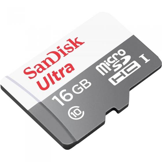 Tarjeta de Memoria SanDisk Ultra 16GB microSD HC I con Adaptador/ Clase 10/ 80MBs