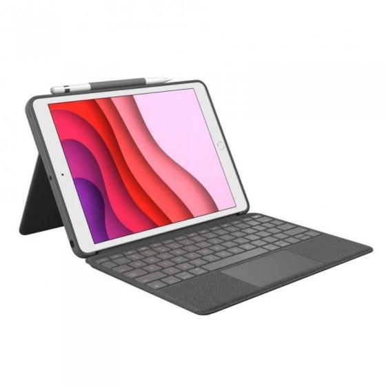 Funda con Teclado Logitech Combo Touch para Tablets Apple Ipad 7ª y 8ª Generación 10.2'/ Gris - Imagen 1