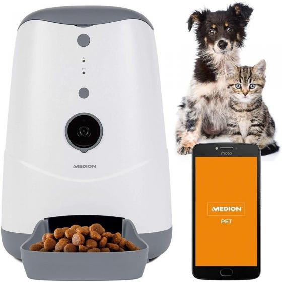 Comedero de mascotas Inteligente Medion Pet Feeder Smart MD60228/ Cámara HD/ con Micrófono