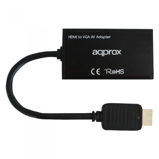ADAPTADOR APPROX APPC11V2 HDMI A VGA - HDMI MACHO/VGA HEMBRA - DEFINICIÓN HASTA 1080P - 2 CANALES AUDIO - COMPATIBLE HDMI 1.4 - 