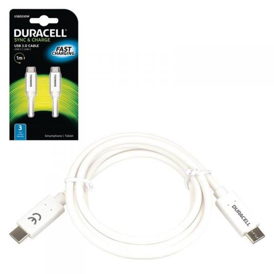 CABLE DURACELL USB5030W - USB TIPO-C / USB TIPO-C -1 METRO - BLANCO - Imagen 1