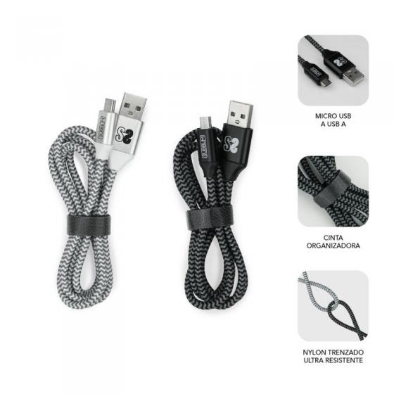Cable USB 2.0 Subblim SUB-CAB-1MU001 Pack 2/ MicroUSB Macho - USB Macho/ 1m/ Negro y Plata