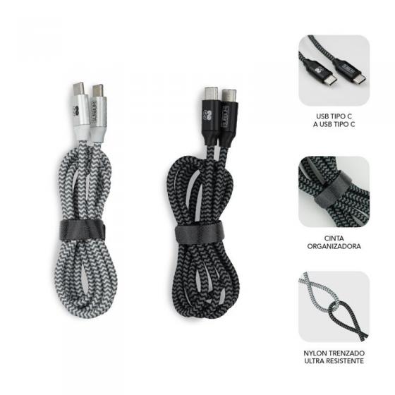 Cable USB 2.0 Tipo-C Subblim SUB-CAB-4CC001 Pack 2/ USB Tipo-C Macho - USB Tipo-C Macho/ 1m/ Negro y Plata