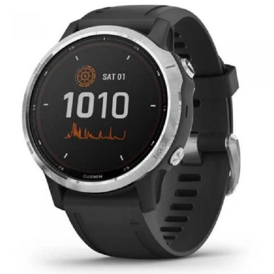 Smartwatch Garmin Fénix 6S Solar/ Notificaciones/ Frecuencia Cardíaca/ GPS/ Plata y Negro