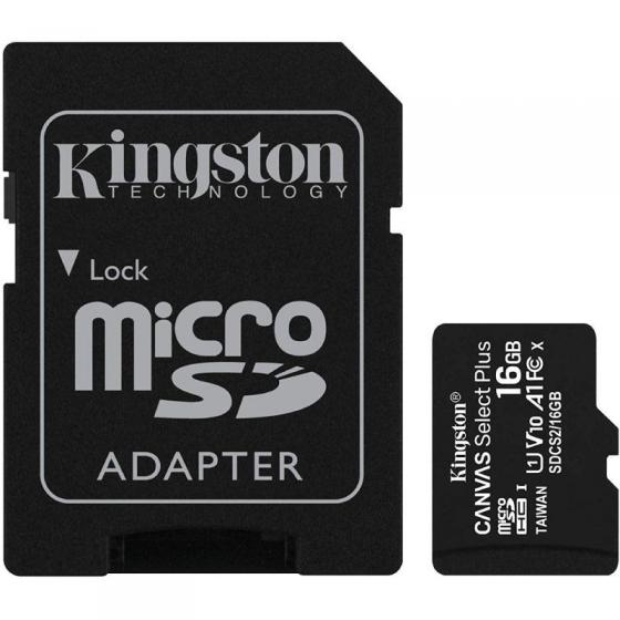 TARJETA MICROSD HC 16GB + ADAPTADOR KINGSTON CANVAS SELECT PLUS - CLASE 10 - 100MB/S - Imagen 1