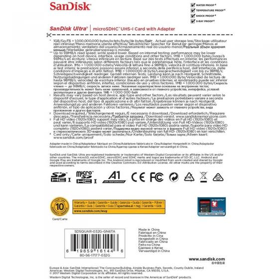 Tarjeta de Memoria SanDisk 32GB SDSQUAR-032G-GN6MA con Adaptador/ Clase 10/ 98MBs - Imagen 5