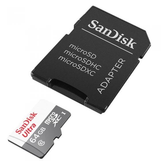 Tarjeta de Memoria SanDisk Ultra 64GB microSD XC I con Adaptador/ Clase 10/ 48MBs
