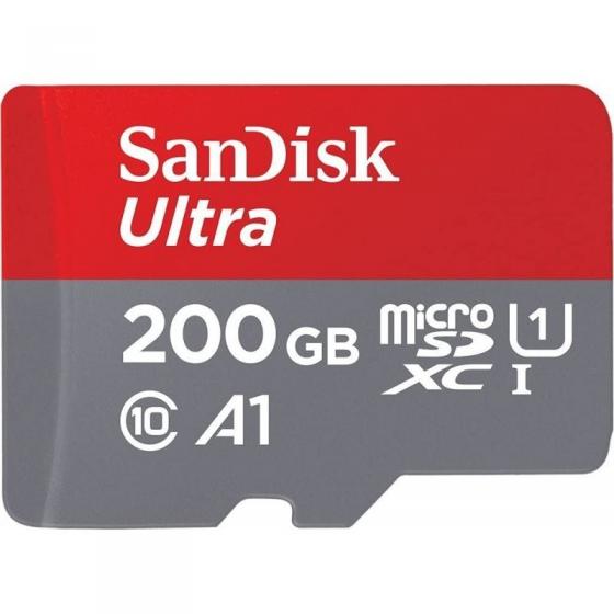 Tarjeta de Memoria SanDisk Ultra Android 200GB microSD XC UHS-I con Adaptador/ Clase 10/ 100MBs