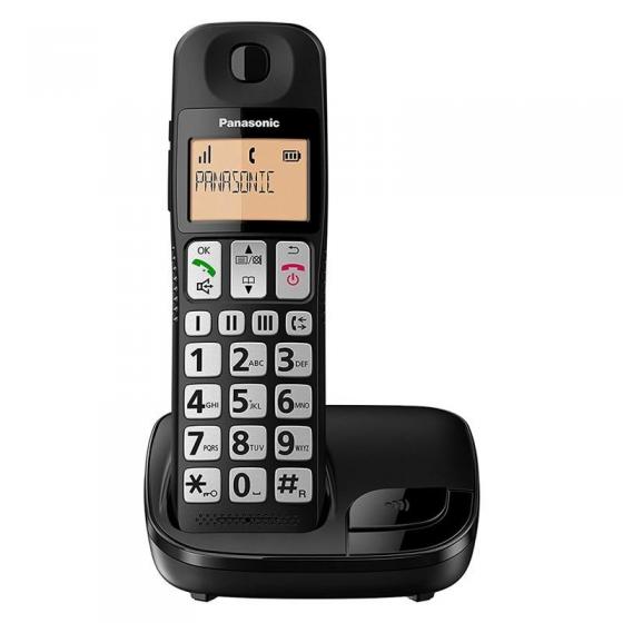 TELÉFONO INALÁMBRICO DECT PANASONIC KX-TGE110JTB NEGRO - PANTALLA LCD - BLOQUEO LLAMADAS NO DESEADAS - COMPATIBLE AUDÍFONOS