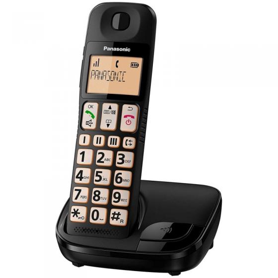 TELÉFONO INALÁMBRICO DECT PANASONIC KX-TGE110JTB NEGRO - PANTALLA LCD - BLOQUEO LLAMADAS NO DESEADAS - COMPATIBLE AUDÍFONOS