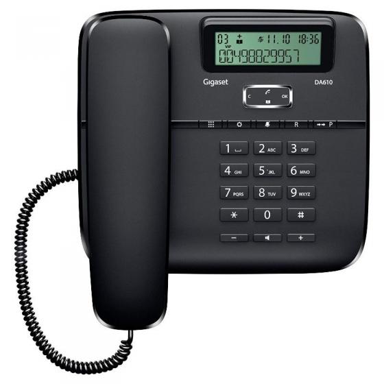 TELÉFONO ANALÓGICO DA610 NEGRO - DISPLAY ID CALL - BLOQ. MARCACIÓN CON FUNCIÓN SOS - MANOS LIBRES-MUTE - FLASH (R) - 50 REG-TONO