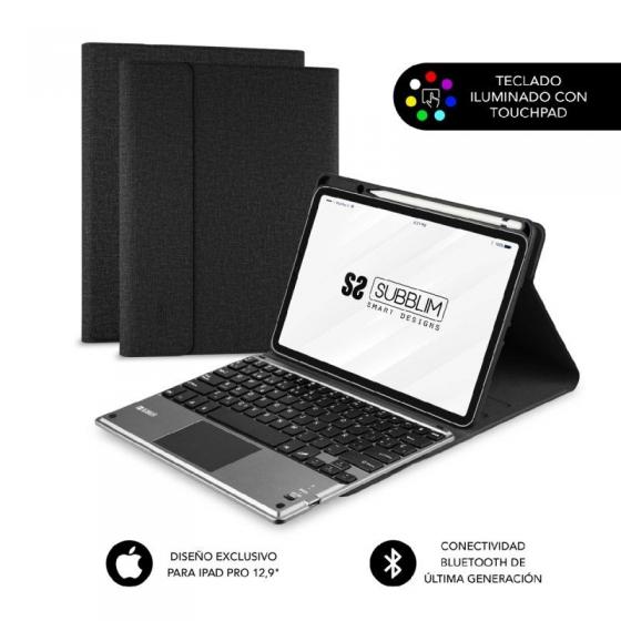 Funda con Teclado Subblim Keytab Pro BL Bluetooth Touchpad para iPad Pro 12.9' 2021-20/ Negra - Imagen 1
