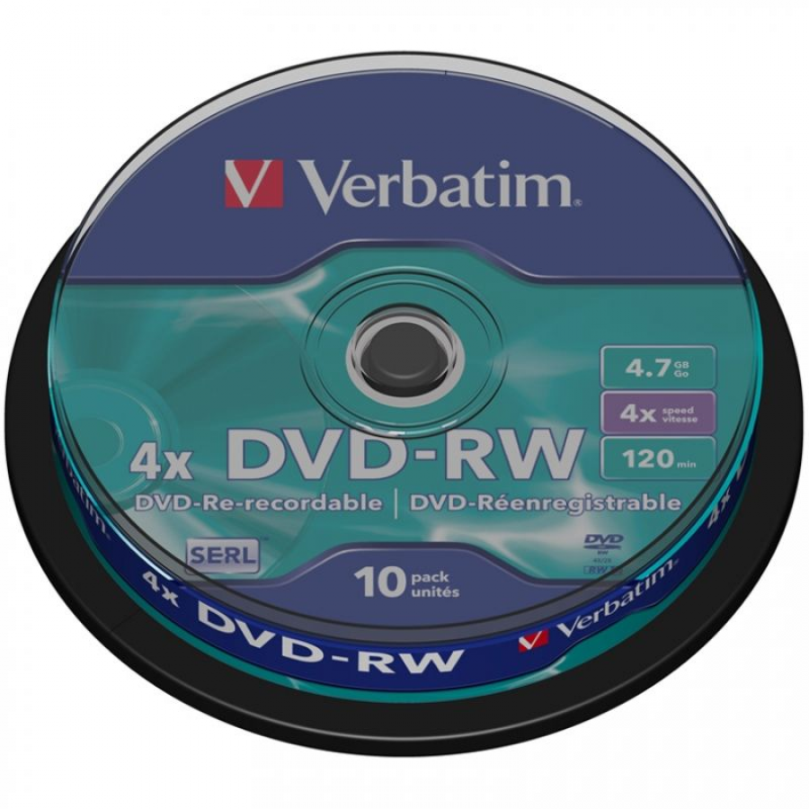 DVD-R RW Verbatim SERL 4X/ Tarrina-10uds - Imagen 1